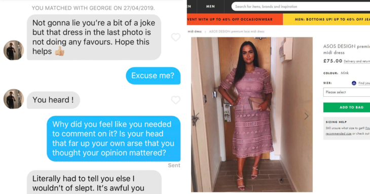 Guy Makes Fun Of Woman’s Dress On Tinder, ASOS Responds By Putting Her Photo On Its Site