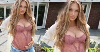 Romee Strijd strips down to lingerie to flaunt her 16-week bump: ‘You’re the size of an avocado’
