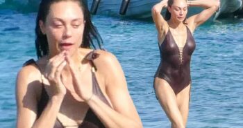 Boris Becker’s ex Lilly shows off her sizzling physique in a plunging swimsuit in Sardinia